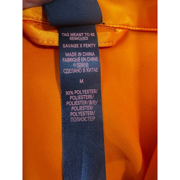 Savage X Fenty Satin Robe Orange Medium Belted Loungewear Size Medium - Picture 5 of 5